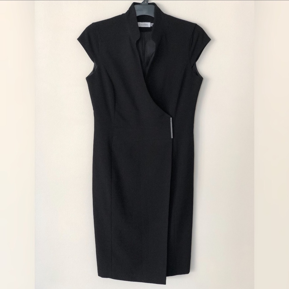 Calvin Klein Black Wrap Business Dress